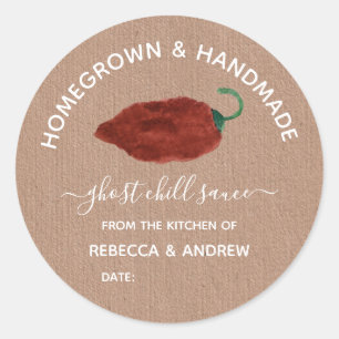 Homegrown & Handmade Ghost Chili Sauce Mason Jar Classic Round Sticker
