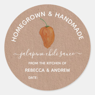 Homegrown & Handmade  Jalapeno Chili Sauce Jar Classic Round Sticker