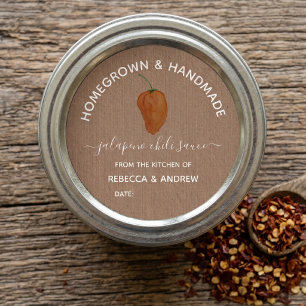 Homegrown & Handmade  Jalapeno Chili Sauce Jar Classic Round Sticker