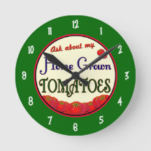 Homegrown Tomatoes Retro Gardener Wall Clock