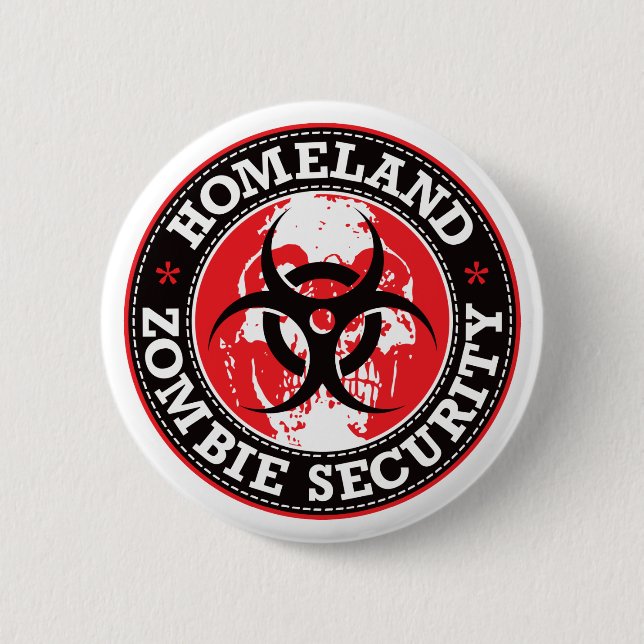 Homeland Zombie Security Skull - Red 2 Inch Round Button (Front)