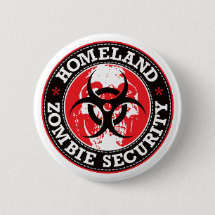 Homeland Zombie Security Skull - Red 2 Inch Round Button