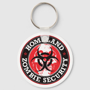 Homeland Zombie Security Skull - Red Keychain