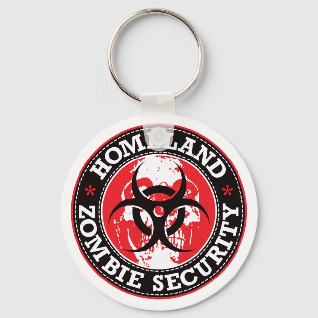 Homeland Zombie Security Skull - Red Keychain (Front)