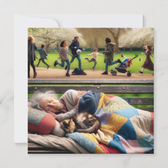 Homeless Lady Napping on a Park Bench (Front)