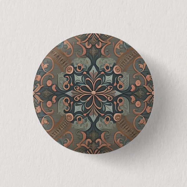 Homely cottage pattern 1 inch round button (Front)