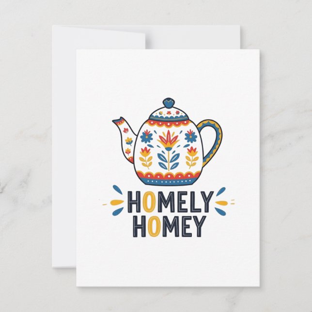 Homely homey cozy teapot design   RSVP card (Front)