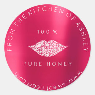 Homemade 100 % Honey From Kitchen White Lips Metal Classic Round Sticker