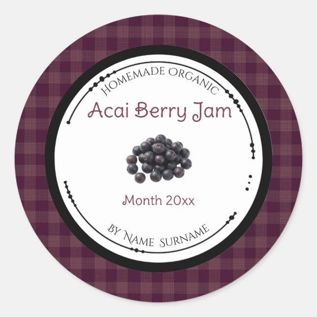 Homemade Acai Berry Jam Label Sticker (Front)