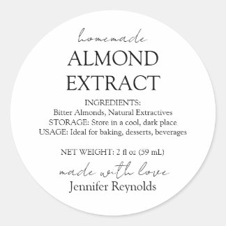 Homemade Almond Extract Bottle Instructions Classic Round Sticker
