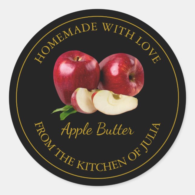 Homemade Apple Butter Label | Black (Front)