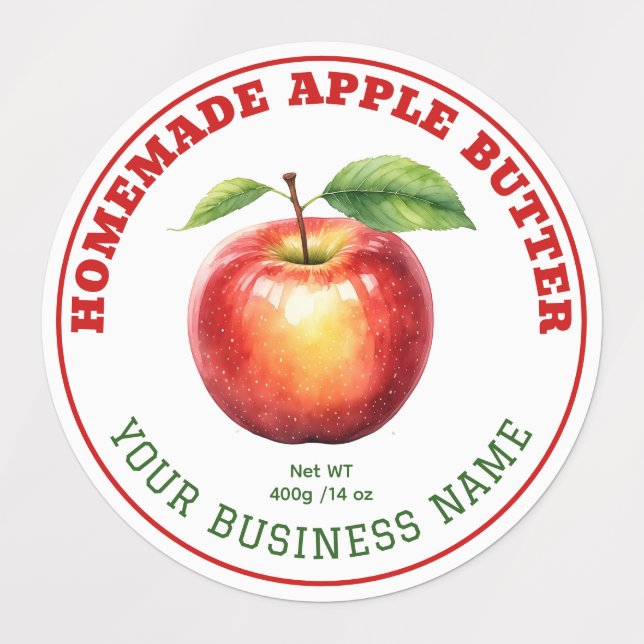 Homemade Apple Butter Product Label Waterproof (Design 1)
