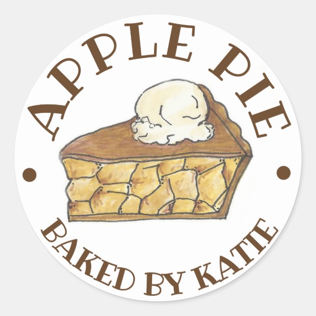 Homemade Apple Pie Baked By Made with Love Classic Round Sticker (Front)