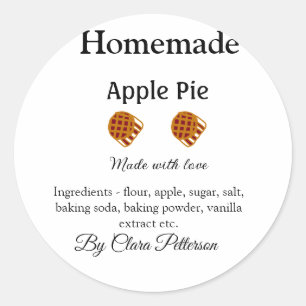 Homemade apple pie made with love add ingredients  classic round sticker