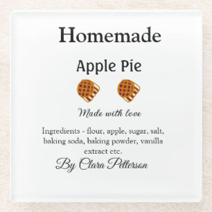 Homemade apple pie made with love add ingredients  glass coaster