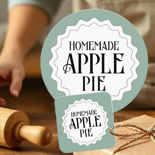 Homemade Apple Pie with Fluted Edge Label Border 