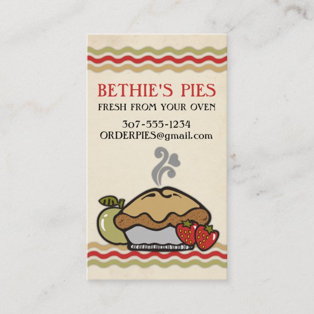homemade apple strawberry pie bakery fruit pies business card (Front)