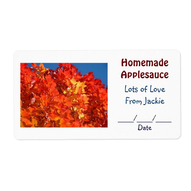 Homemade Applesause Canning Jar Labels Love (Front)