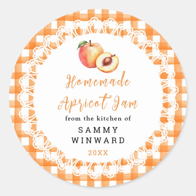 Homemade Apricot Jam Jar Label (Front)