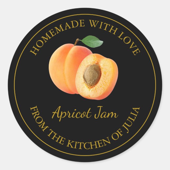 Homemade Apricot Jam Label | Black (Front)