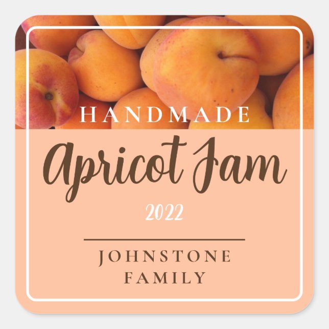 Homemade Apricot Jam Square Stickers (Devant)
