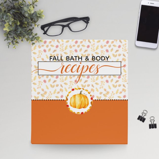 Homemade Artisan Bath & Body Recipes Fall Pumpkin Binder (🍂🍁 Bath & Body Fall Recipes 3 Ring Binder
)