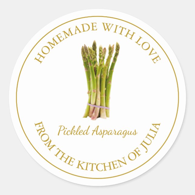 Homemade Asparagus Pickle Label | White (Front)