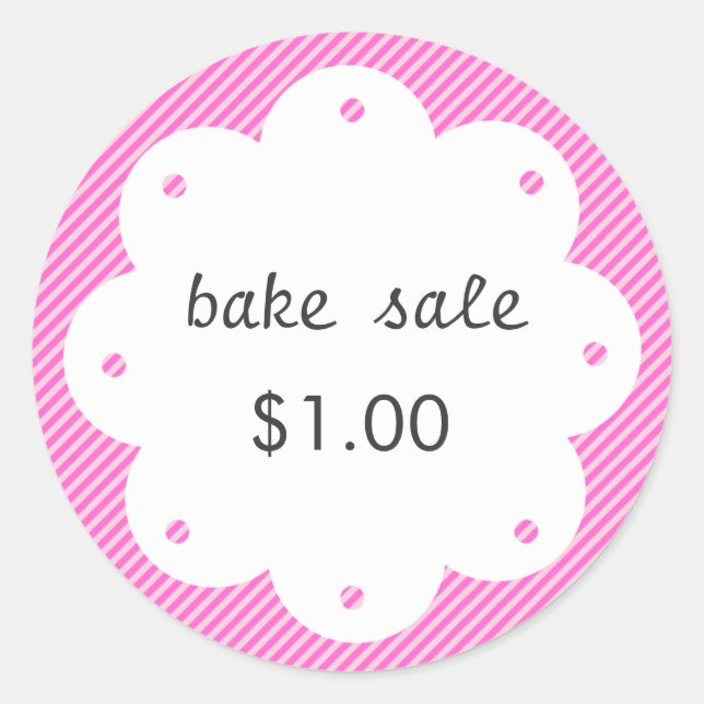 Homemade Bake Sale With Scalloped Edge Circle Classic Round Sticker (Front)