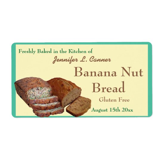 Homemade Baked Goods Breads Turquoise Green Edge Shipping Label