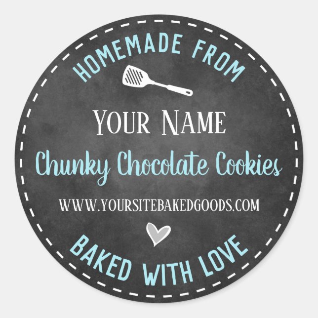 Homemade Baked Goods Chalkboard Personalized  Clas Classic Round Sticker (Front)