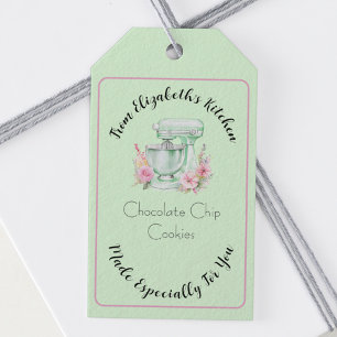 Homemade Baked Goods Green Floral Mixer Gift Tags