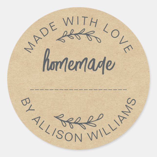 Homemade Baked Goods Jam Cookies Kraft Classic Round Sticker (Front)