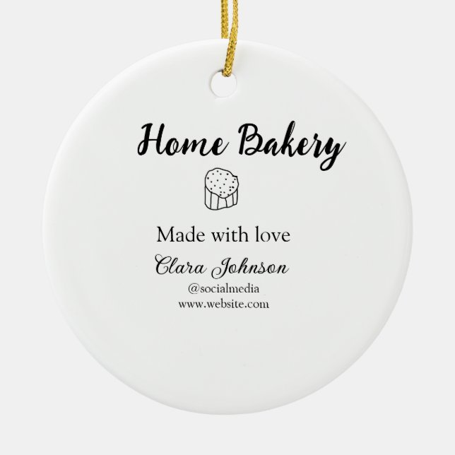 Homemade bakery add your text name custom  ceramic ornament (Front)
