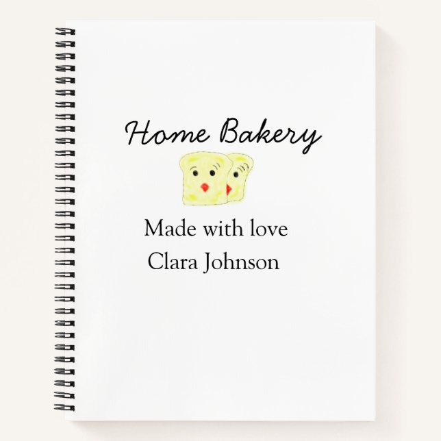 Homemade bakery add your text name custom  notebook (Front)