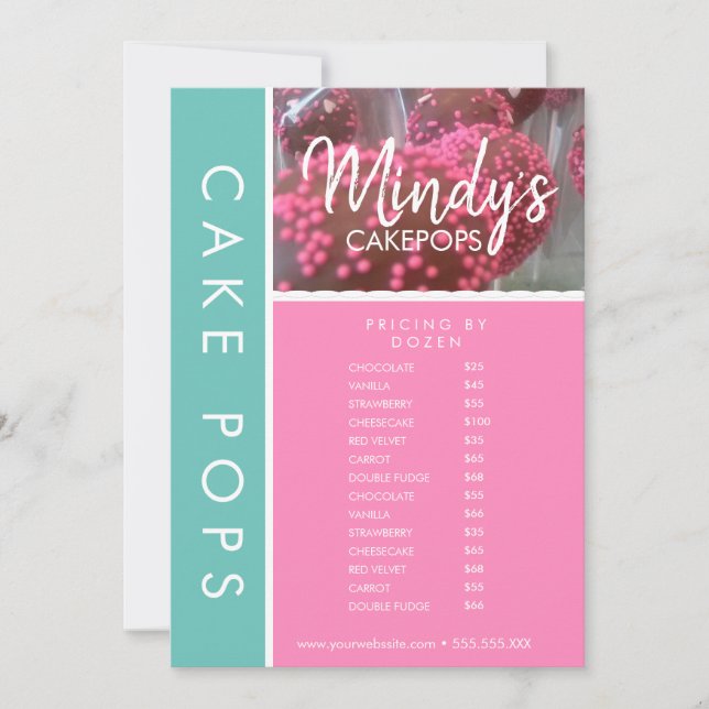 Homemade Bakery Cakepops Flyer Pricing List Invitation (Front)