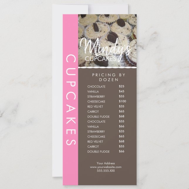 Homemade Bakery Cupcakes Flyer Pricing List C Invitation (Front)