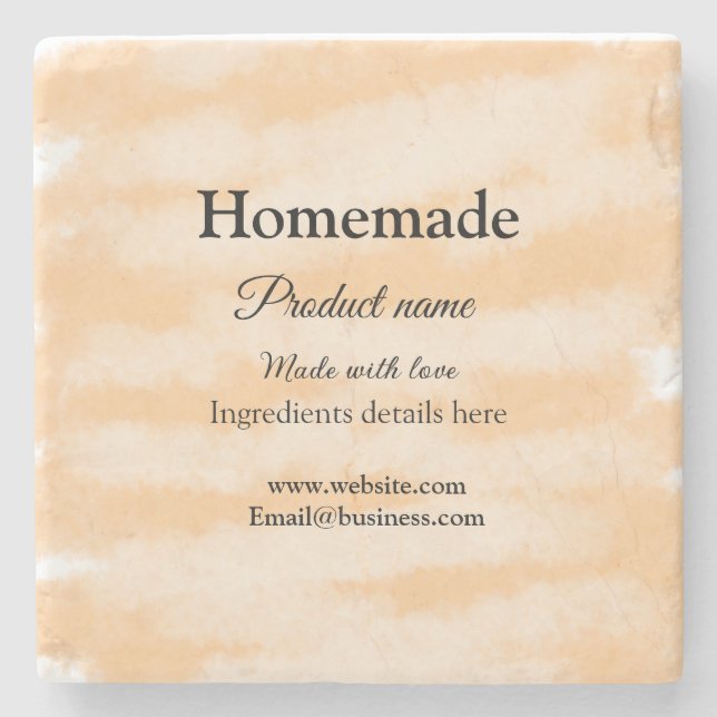 Homemade bakery made with love add text website stone coaster (Front)