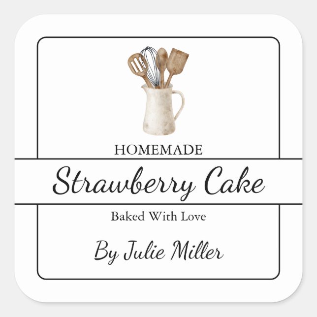 Homemade Baking Cooking Square Label (Front)