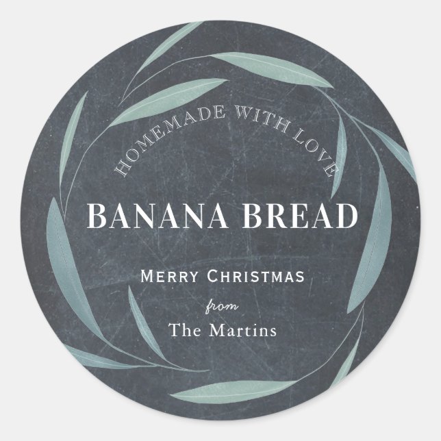 Homemade Baking Gifts Greenery Chalkboard Holiday Classic Round Sticker (Front)