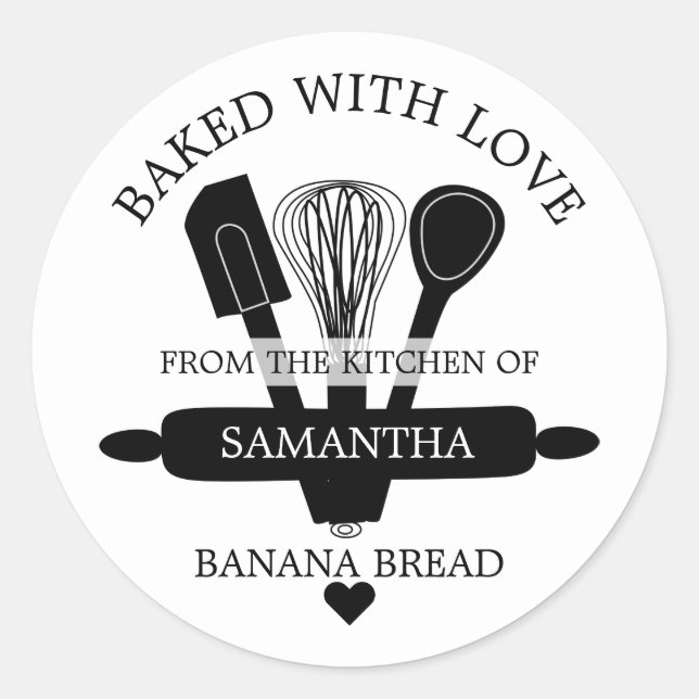 Homemade Banana Bread Baked With love Classic Round Sticker (Front)