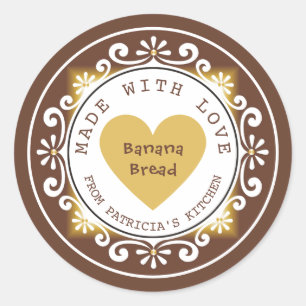 Homemade Banana Bread Made With Love Classic Round Sticker
