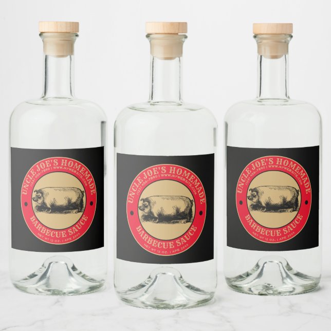 Homemade Barbecue Sauce Vintage Label Template (Bottles)