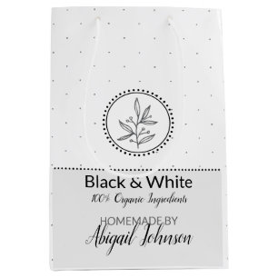 Homemade Bath & Body Packaging Black & White Medium Gift Bag