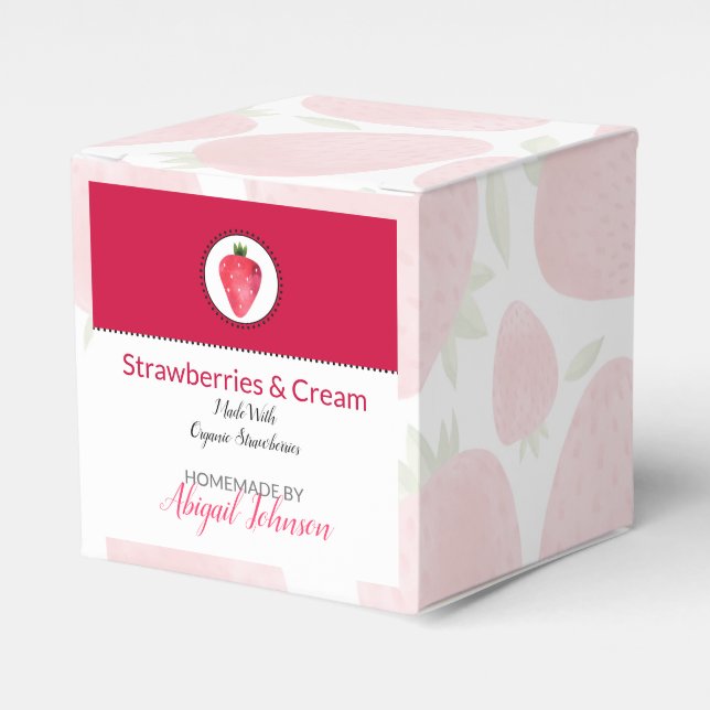 Homemade Bath & Body Packaging | Strawberry Favor Box (Front Side)