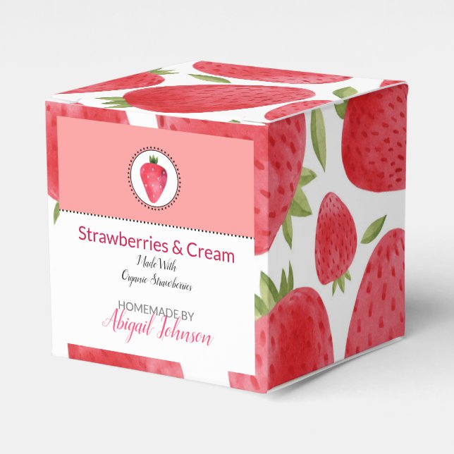 Homemade Bath & Body Packaging | Strawberry Favor Box (Front Side)