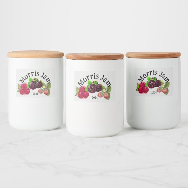 Homemade berry jam  food label (Bottles)