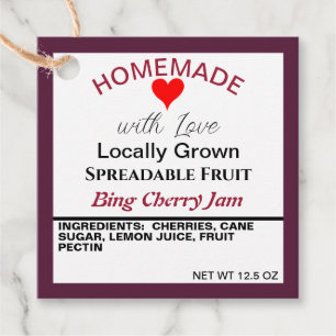 Homemade Bing Cherry Jam QR Code Backside Favour Tags
