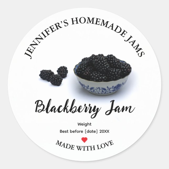 Homemade Blackberry Jam Jar Label (Front)