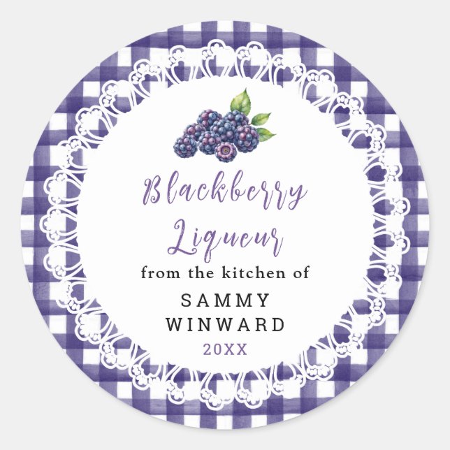 Homemade Blackberry Liqueur Bottle Label (Front)