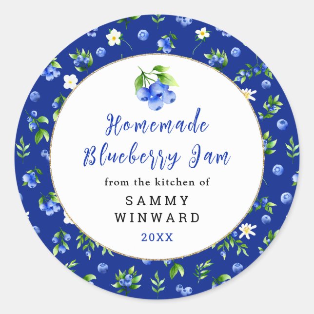 Homemade Blueberry Jam Canning Label (Front)